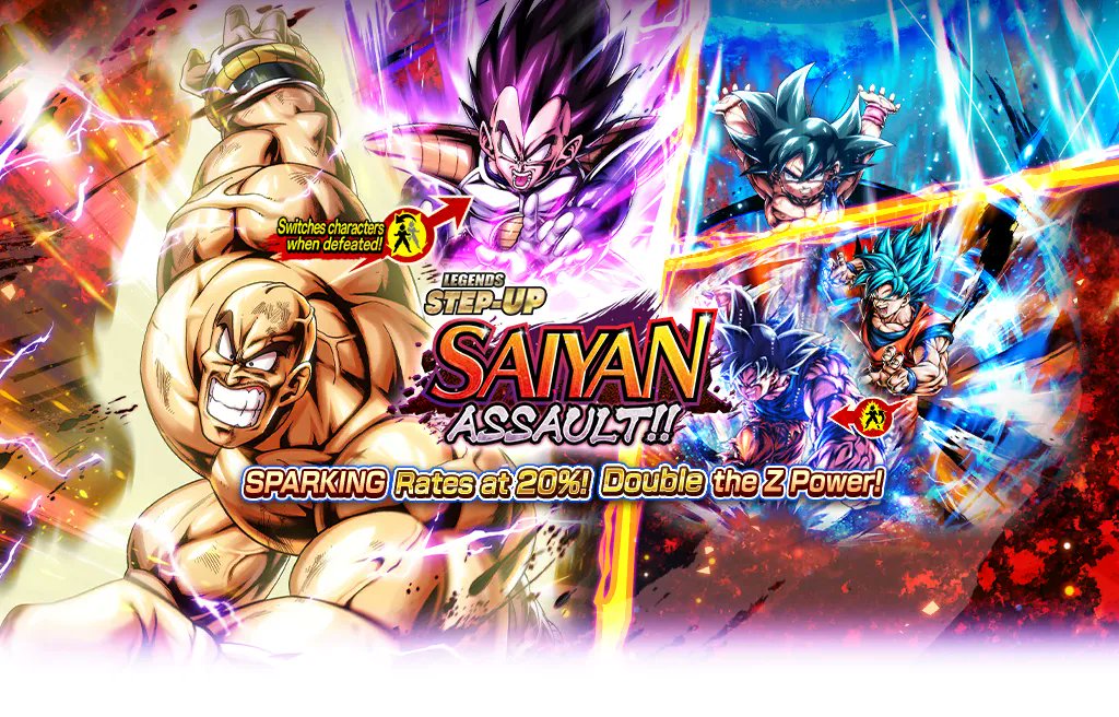 LEGENDS STEP-UP - SAIYAN ASSAULT!! -
Start Date: 2024/4/30 12:00:00 (JST) ～ End Date: 2024/5/15 15:00:00 (JST)
dblegends.net/banner/2027400

#DBLegends