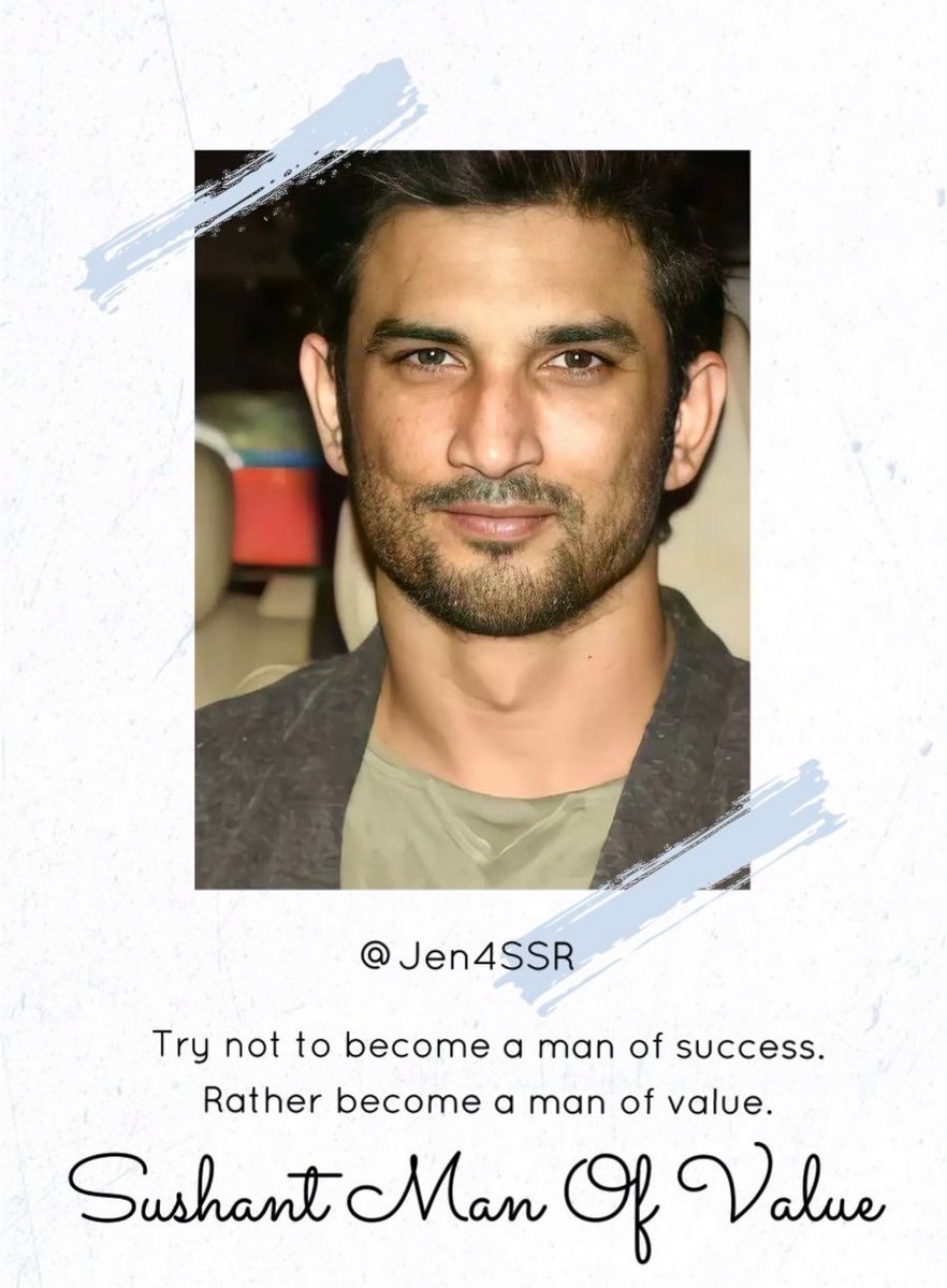 He is considered successful in our day who gets more out of life than he puts in. But a man of value will give more than he receives. Sushant A Man Of Values ♥️ @itsSSR #JusticeForSushantSinghRajput𓃵