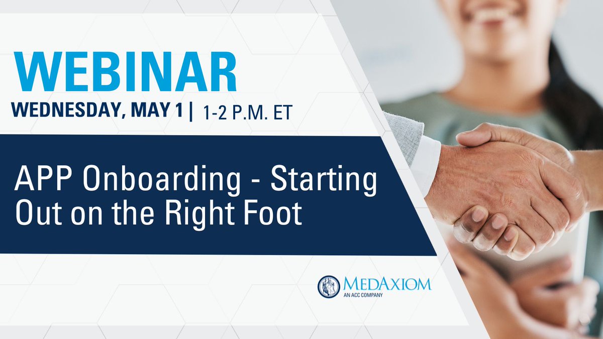 Webinar this Wednesday: 'APP Onboarding - Starting Out on the Right Foot' 🔗REGISTER: hubs.li/Q02vrdWy0 Don't miss out on discovering a robust framework tailored for #APPs. Enhance productivity, engage your team, and optimize care delivery.