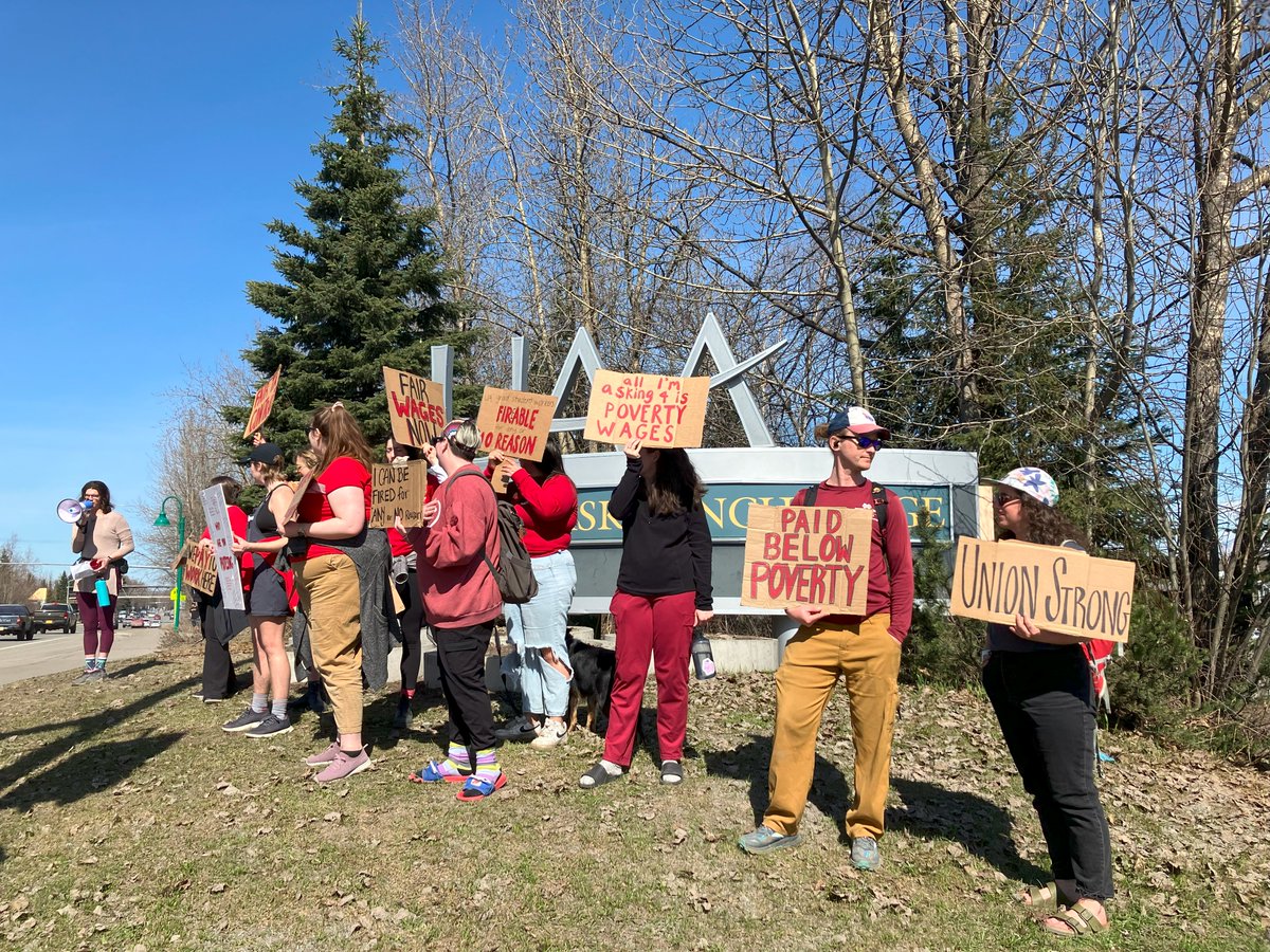 Beautiful day to fight for a fair contract! UAA graduate workers TURNED OUT today in support of securing a fair contract (that ends poverty wages and ensures we can't be fired for no reason). #UnionStrong #FairContractNow