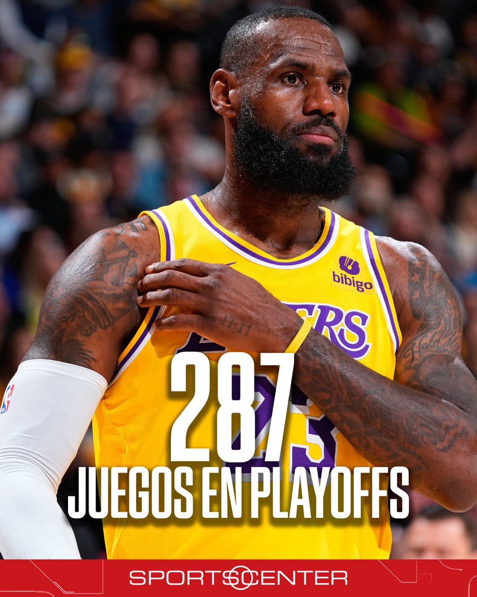 ⭐ ¡LeBron James impone récord en la #NBAxESPN! ⭐ El de Lakers llegó a 287 juegos en playoffs. Más que 15 equipos en activo en la NBA. Vía: @Lakers