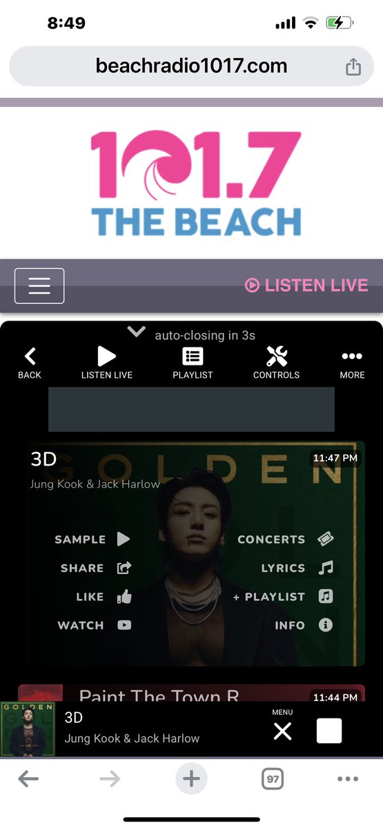 Thank you @beachradio1017 for playing #3D by #JungKook ft #Jackharlow 🙏🤗💜💜💜💜💜💜💜