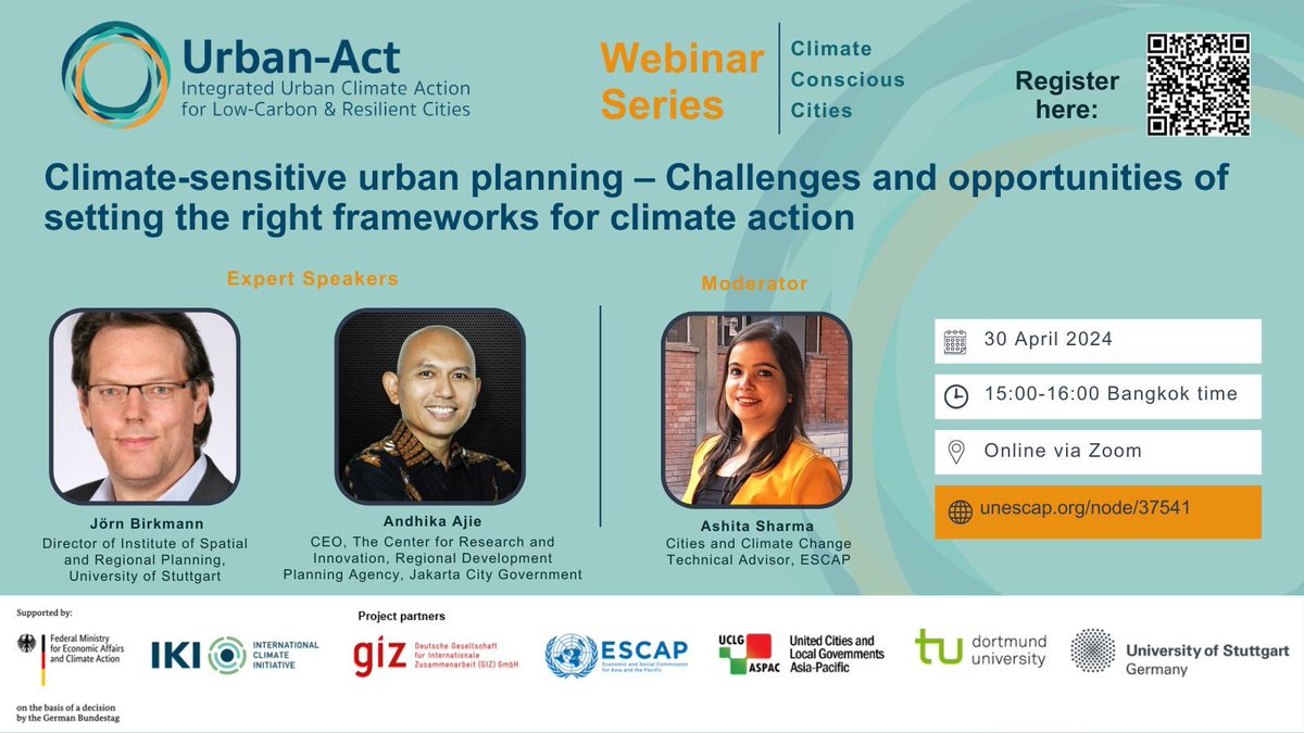 Today's #UrbanAct Climate Conscious Cities webinar will explore climate-sensitive urban planning for sustainable development in Asia-Pacific. Let's learn how to build resilient cities by registering here: buff.ly/3JCMIpC