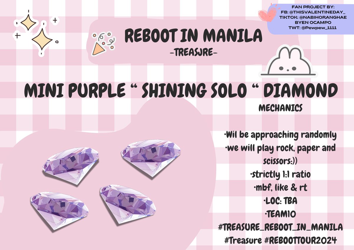 ✨ADDITIONAL FREEBIES!!!✨ 
 
DAHIL LUV Q KAYOOO🫶🏻

check the photo for the mechanics⬇️

SEE U ON DDAY🫶🏻✨

#TREASURE_REBOOT_IN_MANILA #Treasure #REBOOTTOUR2024