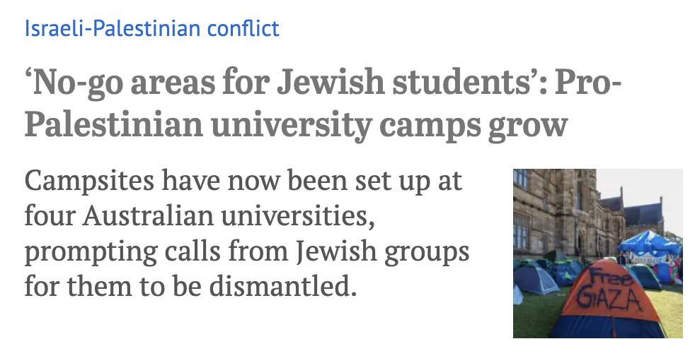This disgraceful article quotes from Yas, a Students for Palestine organiser, who explains that she is Jewish. The journalist does not mention this in the body of the article though and runs a Zionist lobby talking point as the headline! Shame SMH smh.com.au/national/nsw/n…