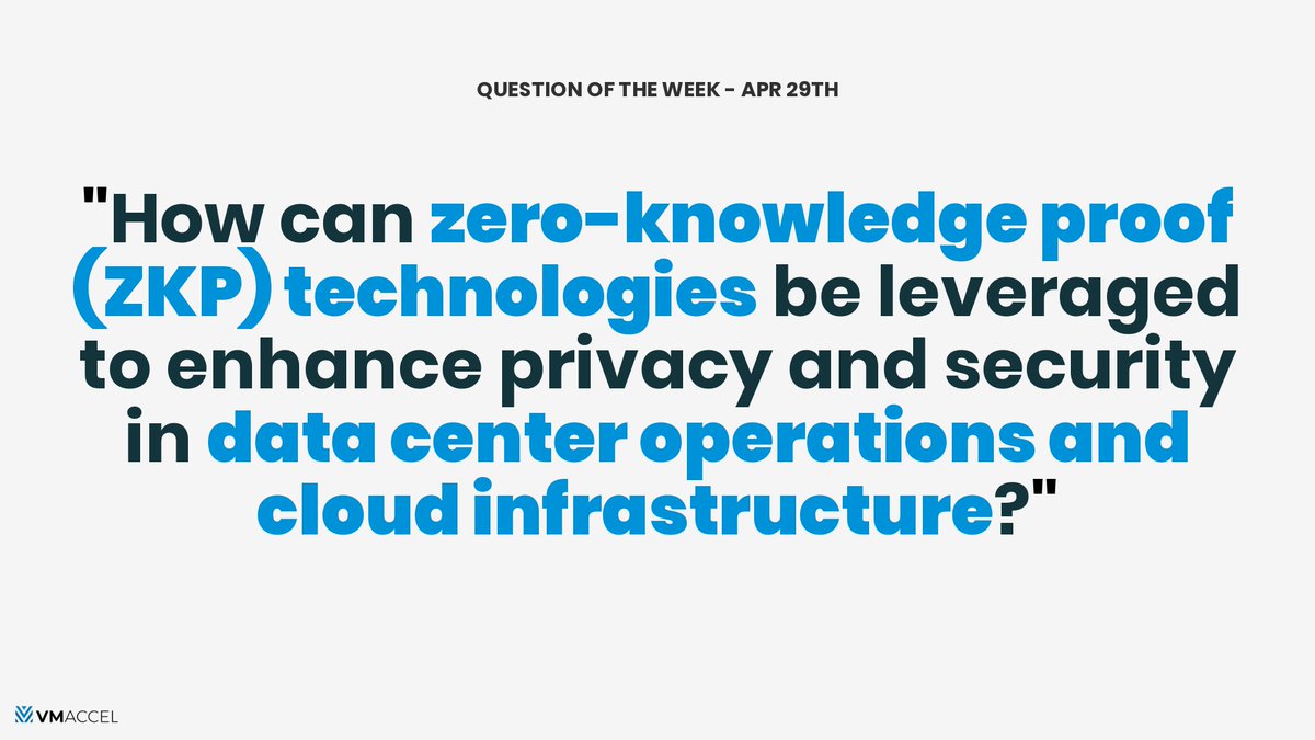 When considering the breadth of opportunities for Zero-knowledge proofs (#ZKP), have you taken a moment to think about the possible implications & applications within the data center realm?

#TechInnovation #BlockchainTech #DigitalTransformation #ITInfrastructure #DataPrivacy