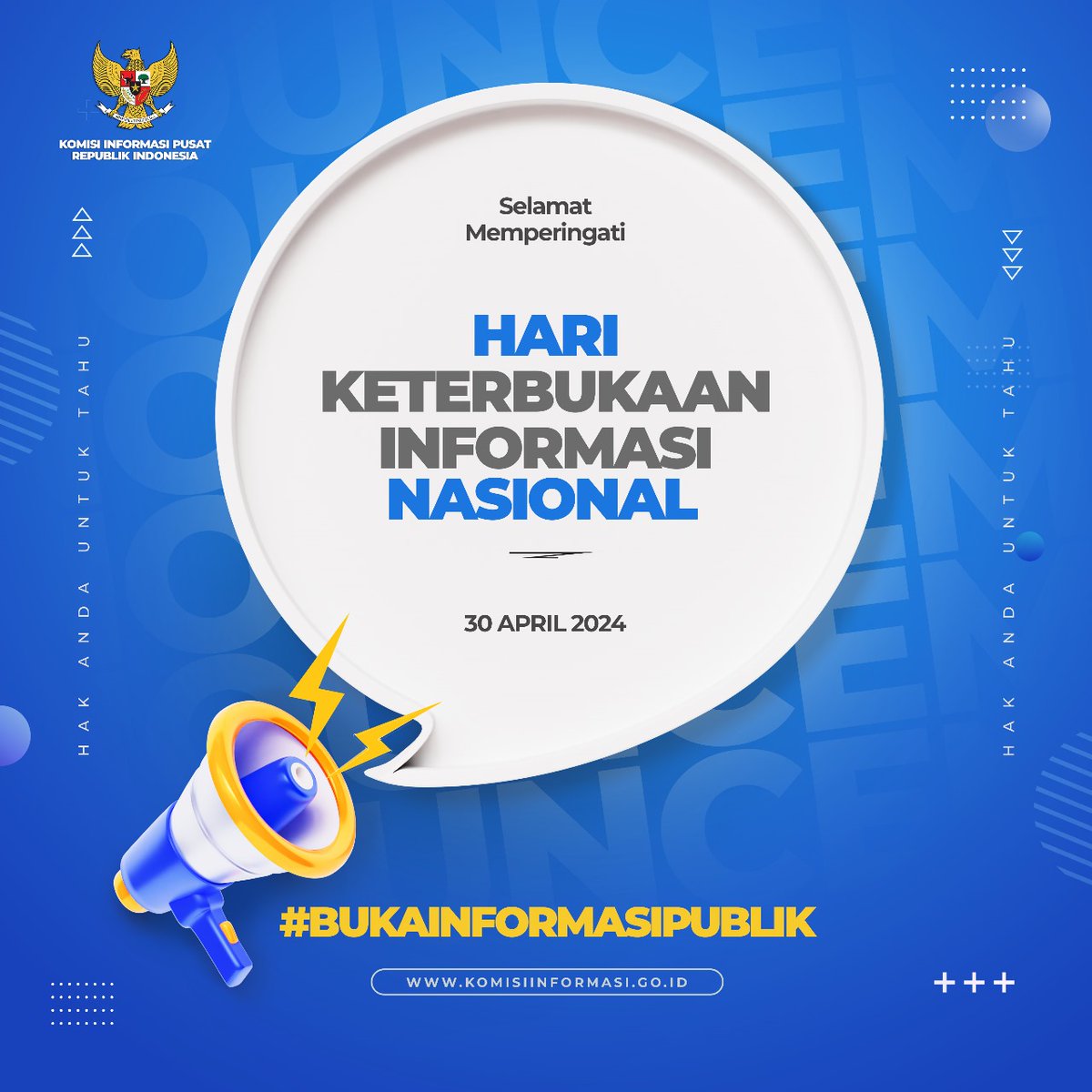 Selamat Hari Keterbukaan Informasi Nasional! Hari ini tepat 18 tahun lalu, ditandatangani UU No. 14 Tahun 2008 tentang Keterbukaan Informasi Publik. Bersama Komisi Informasi Pusat, mari kita tingkatkan hak mengakses informasi publik yang cepat, murah, dan mudah!💻🔍