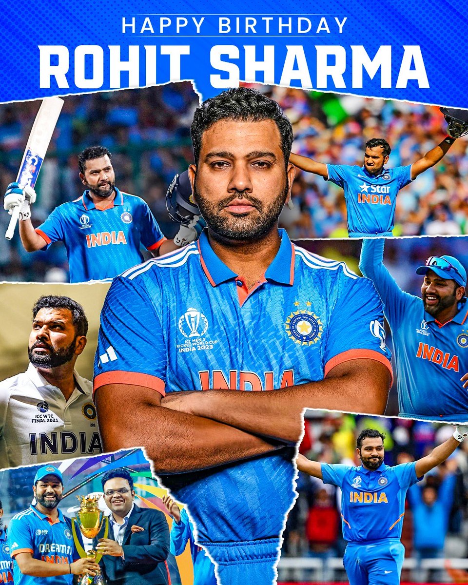 Sending birthday wishes to the unstoppable force of Indian cricket, our captain, <a href="/ImRo45/">Rohit Sharma</a>! Your leadership, skill, and unyielding spirit are the heartbeat of our team. Here's to another year of smashing boundaries and making history! Keep shining, Hitman! 🇮🇳
