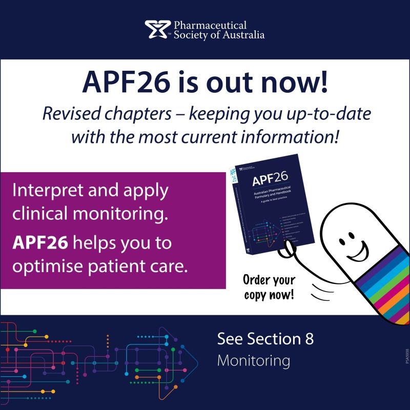 APF26 is out NOW!! Make better care your priority. APF26 section 8 covers the interpretation & application of clinical monitoring. APF26 helps you to optimise patient care Grab your copy here: buff.ly/3uovVT0 @PSA_National