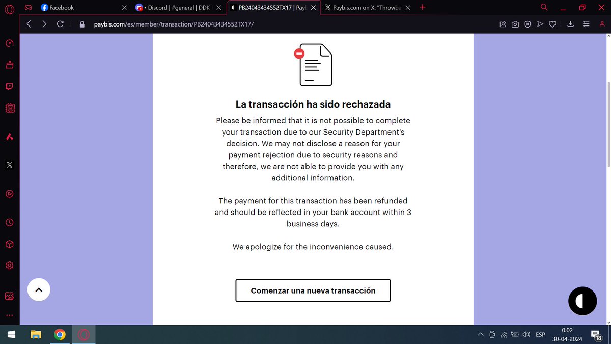 @paybis @token2049 This is ridiculous, I completed the KYC on both the Paybis site and also Astropay to get my barely $30 transaction rejected and have to wait 3 days to get my money back ¿?¿?¿?¿?
Stay the fuck away from this site and use something better.