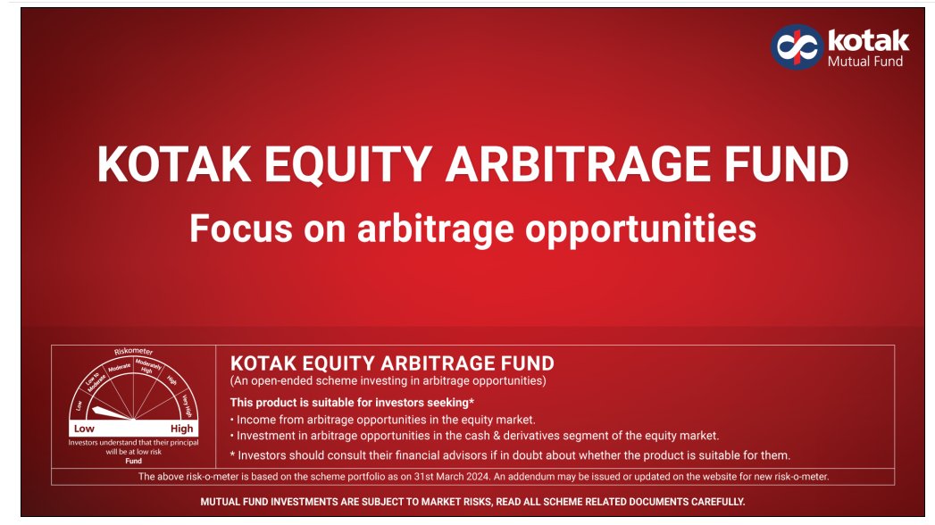 Why should you consider Kotak Equity Arbitrage Fund? - The annualized arbitrage spreads, including debt and money market instruments, is ~7.2%. - Ideal investment horizon is 3-6 months. For more details, click here: info.kotakmf.com/3UbXHec Invest now: info.kotakmf.com/44iQ8Ho