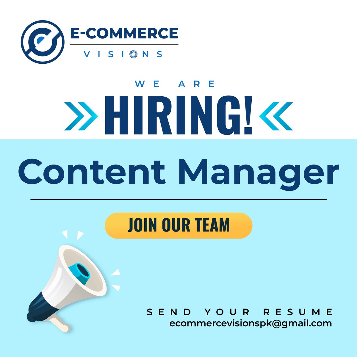 Join Our Team at Ecommerce Visions!

Location: Plan 9 Incubation Center, University of the Punjab Gujranwala Campus

Apply now and let's make waves together.
.
.
.
.
#EcommerceVisions #ContentManager #ContentCreation #DigitalContent #Hiring #Gujranwala