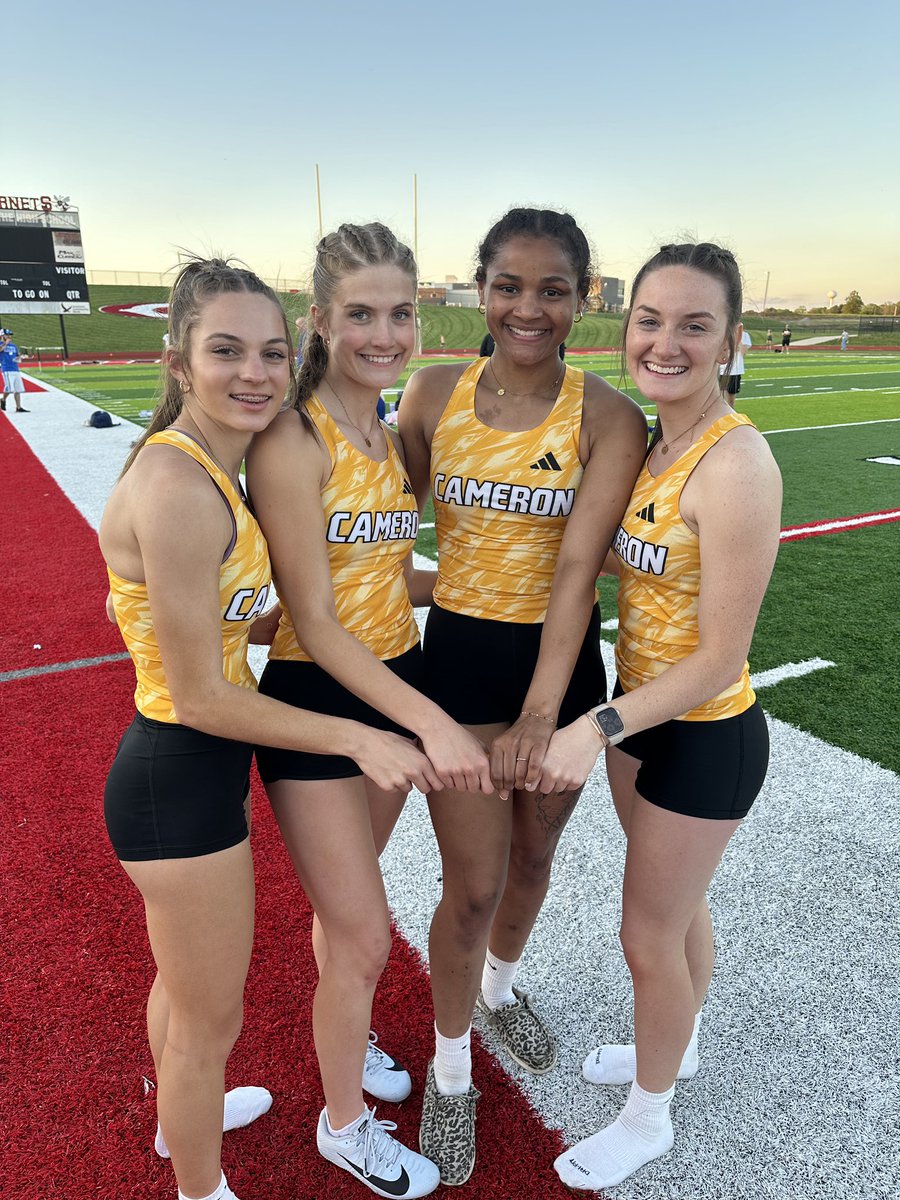 These kids were crowned Midland Empire Conference Champions in the 4x400 tonight! 
🏃🏼‍♀️💨🔥🥇 #TurnAndBurn

- Ella Jameson, Justice Brewer, Addi McVicker, Bailey Robinson