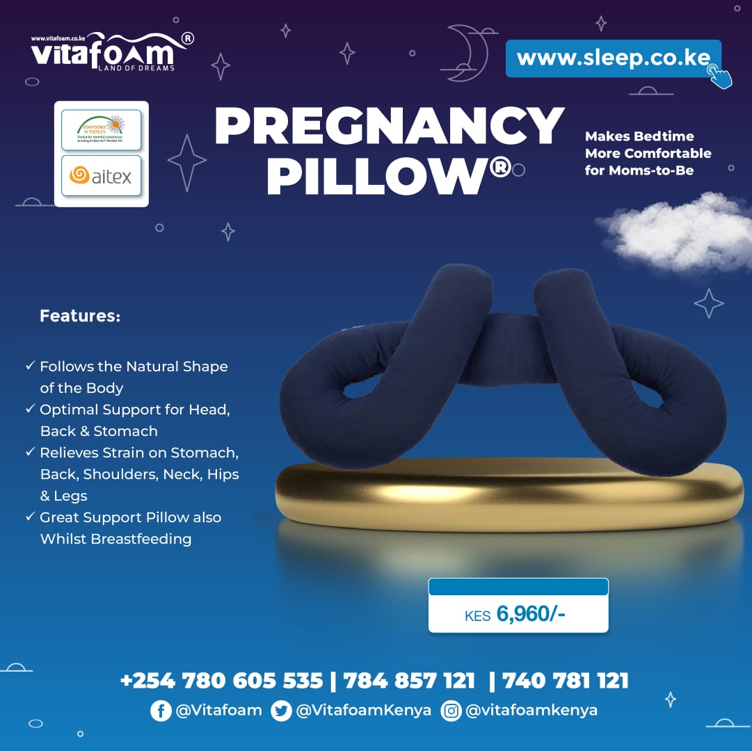 🌟☁️🤰🛏️ EXPERIENCE ULTIMATE COMFORT 🛏️👩‍🍼☁️🌟 With Our Pregnancy Pillow! #OnlyAtVitaFoam │ #VitaFoamKenya 🌟☁️🤰🛌☁️👩‍🍼🛌🤰☁️👩‍🍼🛌🤰☁️👩‍🍼🛌🤰☁️🌟 ☎ For All *Mattress, *Pillow, *Bed & *Sleep Accessory Enquiries, Orders and Deliveries: +254 780 605 535 | 740 781 121