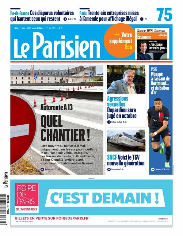 📰 La une du Parisien du 30 avril ➡️ l.leparisien.fr/GouJ