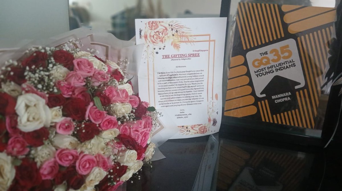 Mannara is truly blessed to receive love from her devoted fans. Recently, she received a lovely message and a beautiful bouquet from one of her fans in the USA. #MannaraChopra #Mannarians #MannaraKiTribe @memannara INSPIRATIONAL QUEEN MANNARA