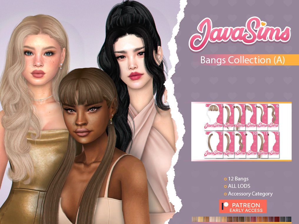 For the love of bangs ... Take a look of our massive collection of cc finds of bangs and hairstyles with bangs including @javasimss ' Bang Collection! ♥