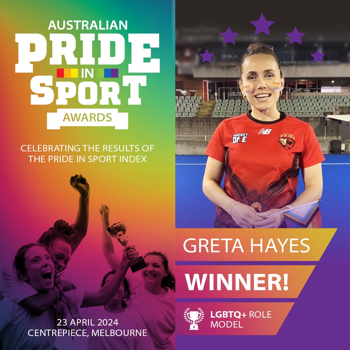 The EU Delegation 🇪🇺 was happy to support 2024 Pride in Sport Awards in Melbourne - a celebration of inclusivity & diversity 🏳️‍🌈 Ambassador @GVisentinEU 🇪🇺 presented the award to LGBTQ+ Role Model of the Year: Greta Hayes, for her inspiring work in the community 👏 #EUinAUS