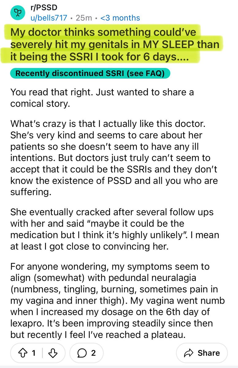 Anything but SSRI:s are causing these symptoms. #PSSD