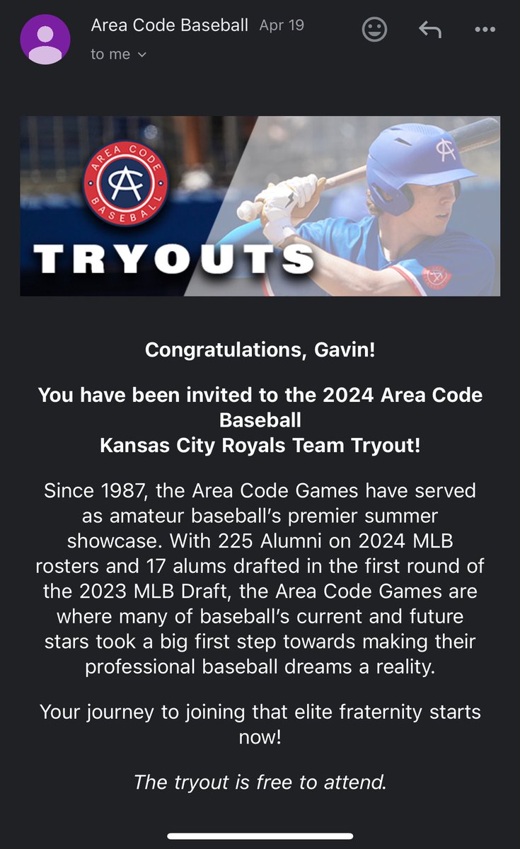 Thank you <a href="/ACBaseballGames/">Area Code Baseball</a> for the opportunity to tryout!