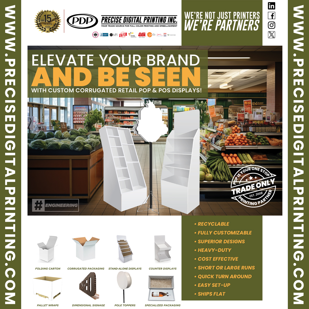 Elevate your brand and be seen! We're your trade partner for short run corrugated displays! #largeformatprinting #printingindustry #printingservices #printingcompany #corrugatedpackaging #POPdisplays #displaysolutions

Learn more here »» precisedigitalprinting.com