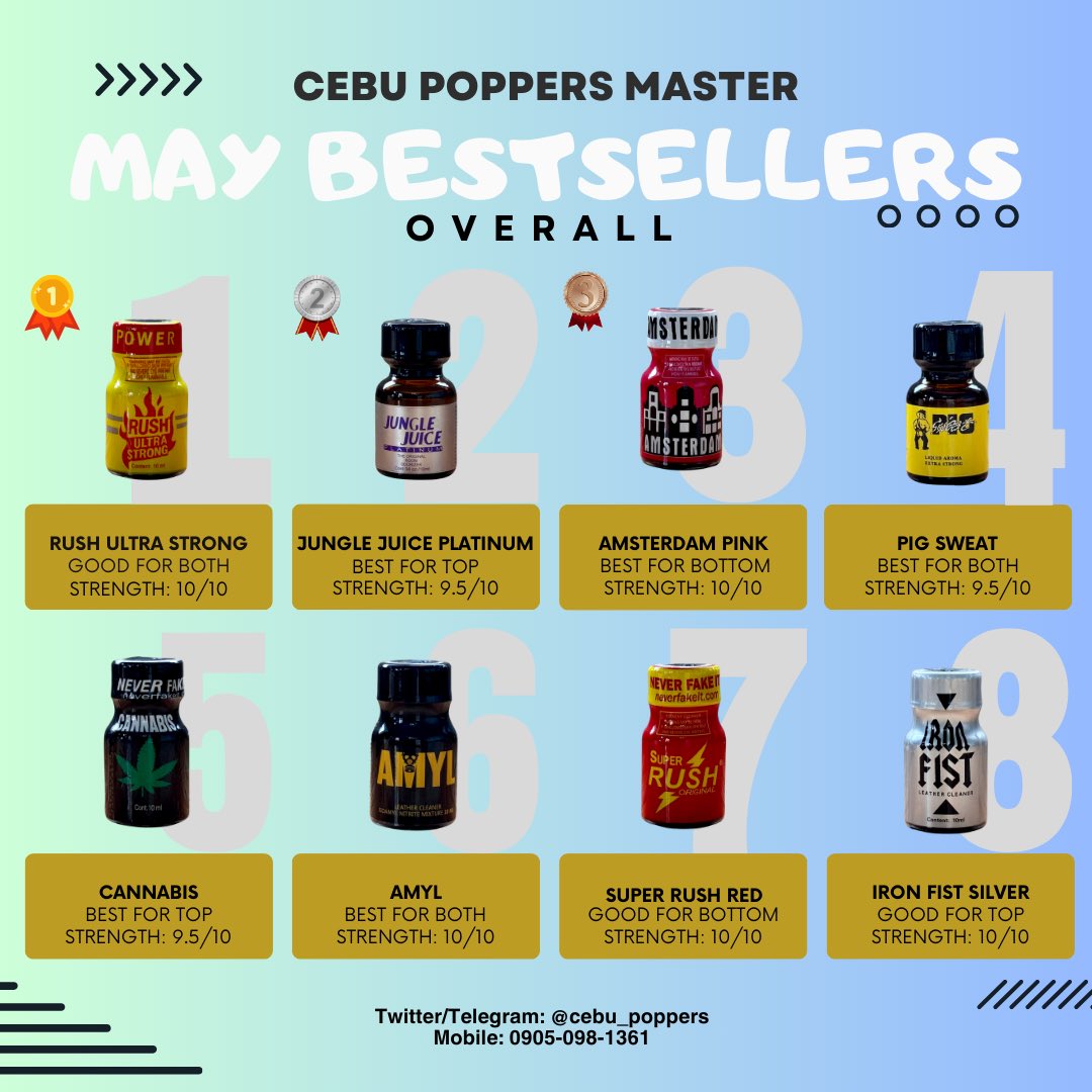 ‼️MAY 2024 BESTSELLERS‼️

1️⃣Rush Ultra Strong
2️⃣Jungle Juice Platinum
3️⃣Amsterdam Pink
4️⃣Pig Sweat
5️⃣Cannabis
6️⃣Amyl
7️⃣Super Rush Red
8️⃣Iron Fist Silver

💌DM NOW

#altercebu #alteriloilo #alterbcd #alterduma #alterzc #alterdvo #altercdo #alteriligan #altercot #altergensan