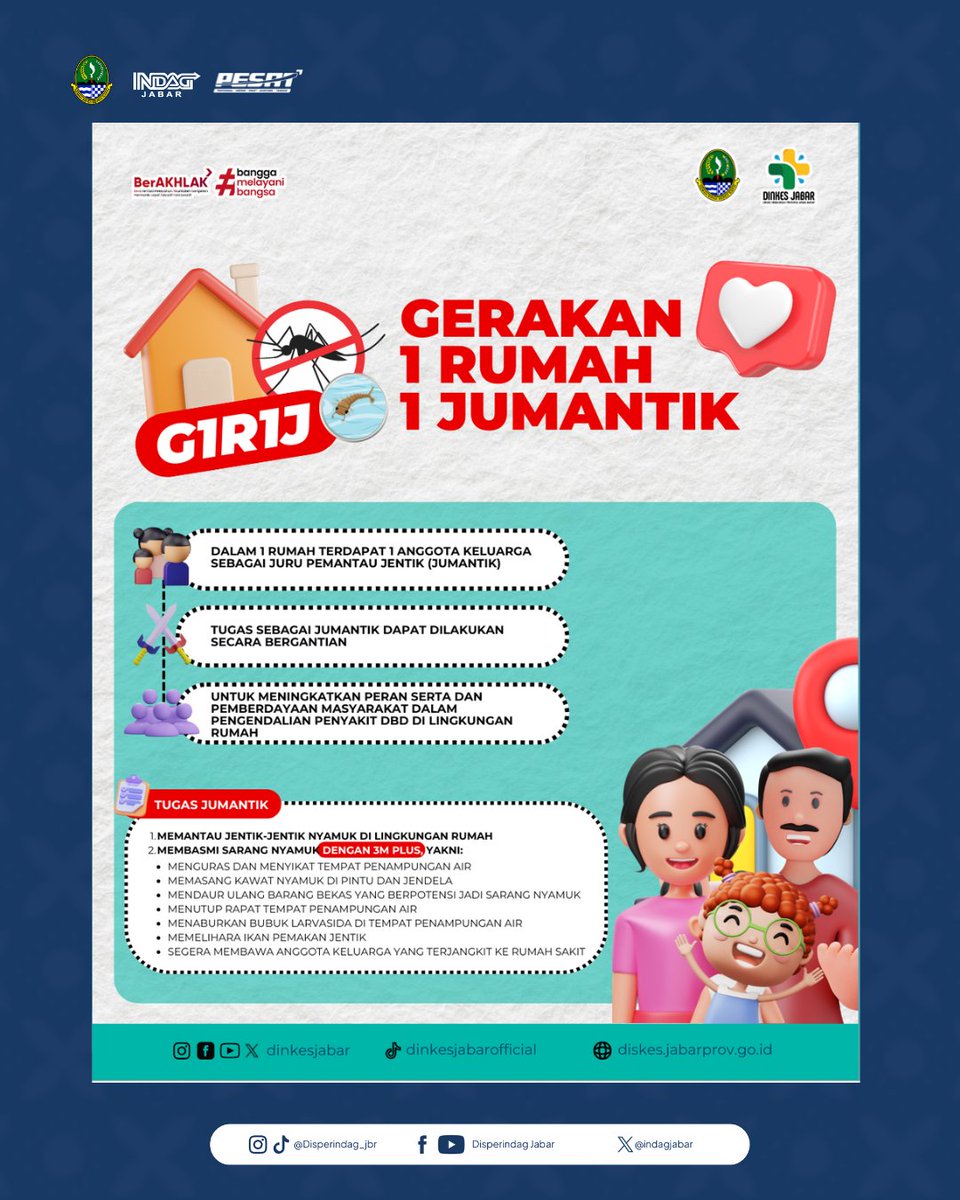 Setiap rumah memiliki peran penting dalam mencegah penyebaran DBD. Mulai langkah kecil dengan menjaga kebersihan dan menempatkan satu jumantik di setiap rumah.

Kita pasti bisa memberantas nyamuk dan melindungi komunitas dari bahaya DBD.💧🦟
 
#SatuRumahSatuJumantik #CegahDBD