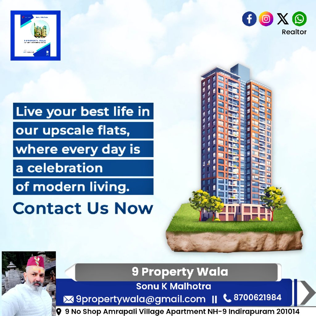Live your best life in our upscale flats, where every day is a celebration of a modern living.

📲 93116 32755 

#9propertywala #2bhk #3bhk #flat #penthouse #shop #office #Indirapuram #home #realestate #realtor #realestateagent #property #investment #interiordesigne