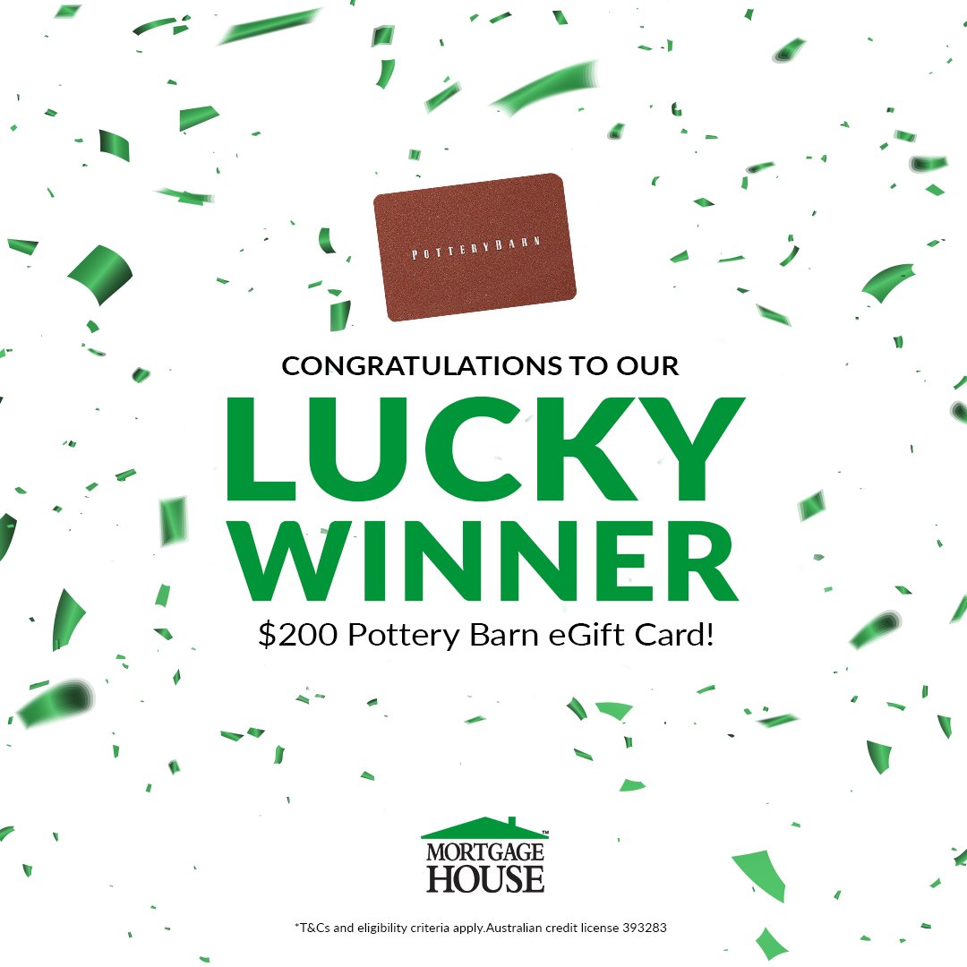 🎉 Winner alert! Congratulations SCOTT WILLIAMS, you've won the $200 Pottery Barn eGift Card! 🎁 A big thank you to all participants. Stay tuned for our next competition, you could be next! 🥳 #MortgageHouse #PotteryBarn #CompetitionWinner