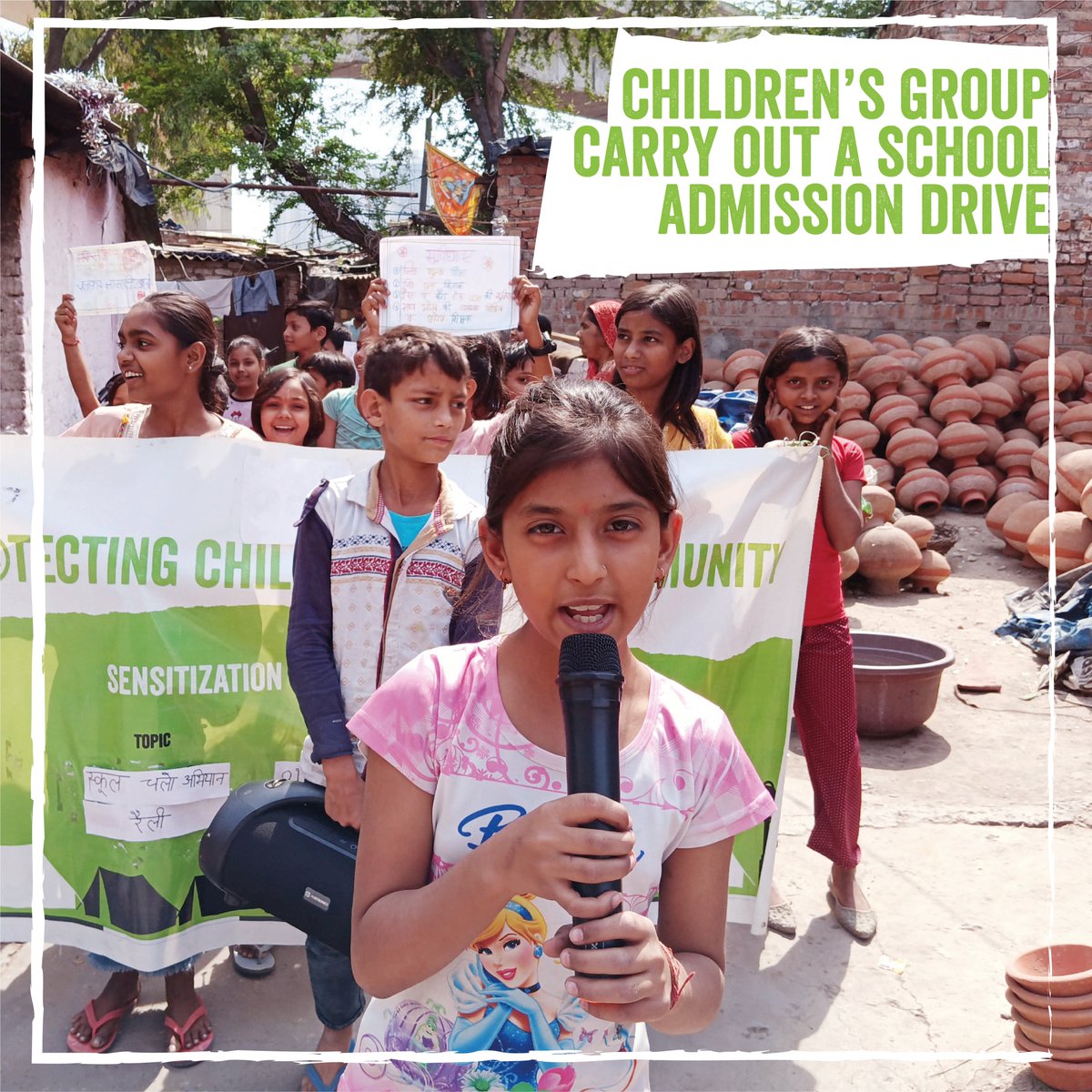 “Aao shikshit desh banaye!” (Come, let’s build an educated nation) were roaring chants we heard as the Children’s Group of Tulsi Nagar carried out a school admission drive, encouraging those children not going to school to enrol. #storiesfromthefield shorturl.at/bftU5