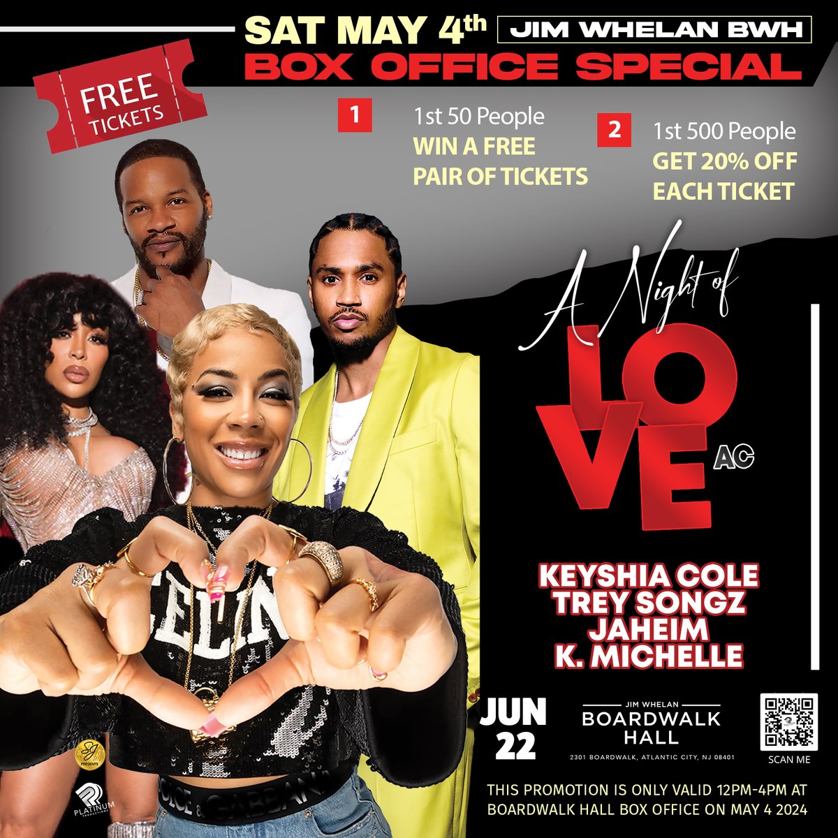 This Saturday we're having a box office special for our June 22nd Night of Love AC show featuring Keyshia Cole and Trey Songz! Take a trip to AC and be among the first 50 to win a FREE pair of tickets and the first 500 to snag 20% off each ticket! 🎟️