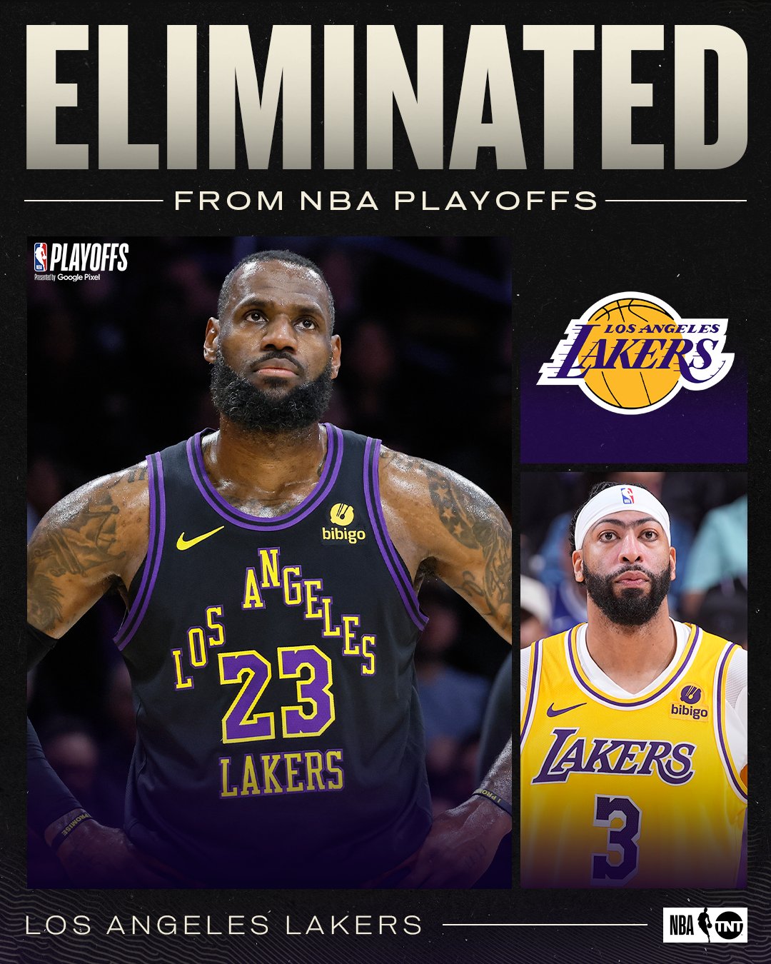 NBA on TNT X The Lakers have been eliminated from the playoffs. https t hHpBSYE8PJ X