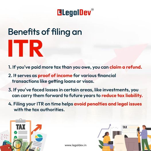 If you want to gain all the tax advantages, submit your ITR promptly.
Our tax experts are here to help you for the same. Reach out to us via legaldev.in
#LegalDev #taxseason #taxbenefits #taxexpert #incometaxindia #incometaxreturn #incometaxreturnfiling #reducetaxes