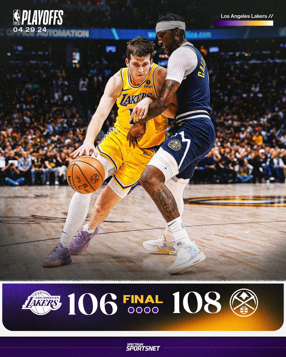 Lakers fall to the Nuggets, 108-106.