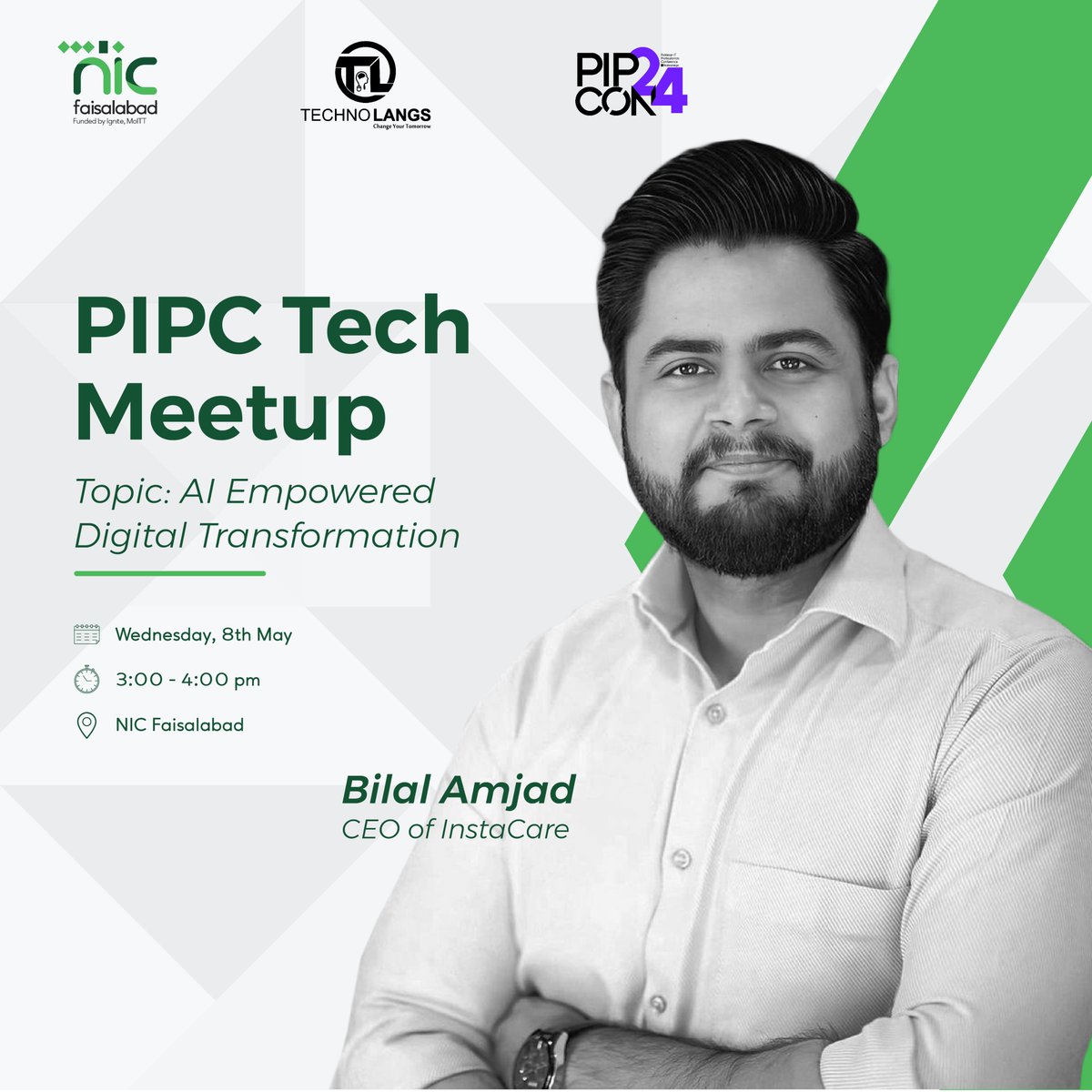 📷 Get ready for PIPC Tech Meetups at NICF! Join us for our first event with Bilal Amjad, CEO of InstaCare, as he shares how AI &amp; big data are revolutionizing healthcare. Register now! forms.gle/1TYGyN55cJAjiA… #PIPC #TechMeetups #NICF