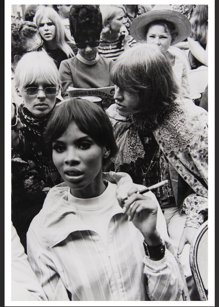 A photo of Brian Jones and Nico in the audience at the Monterey Pop Festival, 1967 
Photo by Peter Martin 
From RR auction/ the Peter Martin Estate