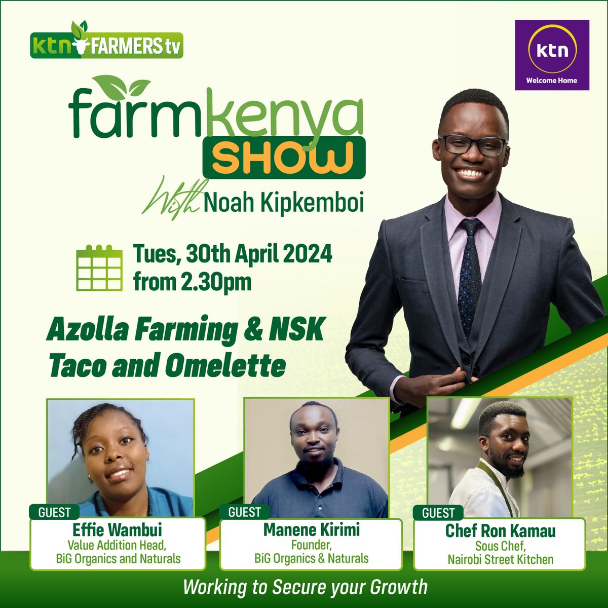 Join us on the Farm Kenya Show for an exciting discussion on Azolla Farming and NSK Taco and Omelette! 🌱🍳 Featuring: Effie Wambui, Value Addition Head at BiG Organics and Naturals, Manene Kirimi, Founder of BiG Organics and Naturals, and Chef Ron Kamau, Sous Chef at…