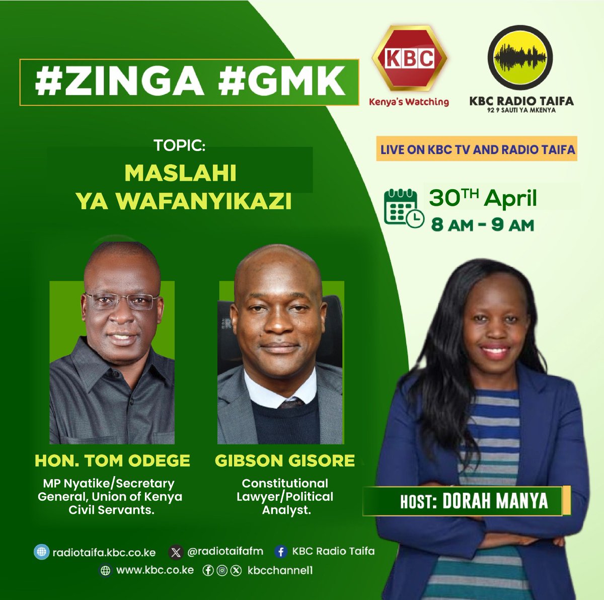 Up next Gumzo pevu Tunaangazia maslahi ya wafanyikazi #Zinga @RadioTaifaFM @DorahManya @FrancisNgala_