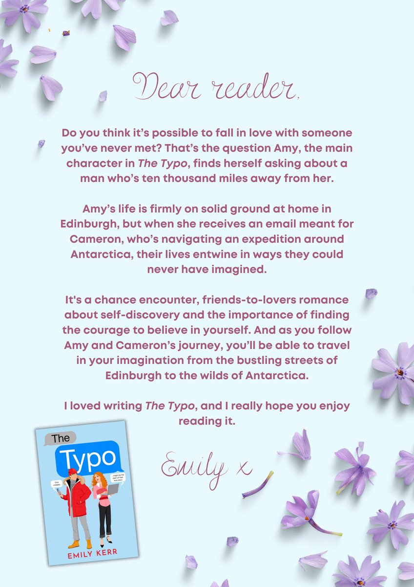 One typo. Two complete strangers. Ten thousand miles between them…
My new contemporary travel romance The Typo is out in ebook and audiobook 3 May, and paperback 9 May - and it’s available to preorder now for just 99p. mybook.to/TheTypo 
#TuesNews @RNAtweets