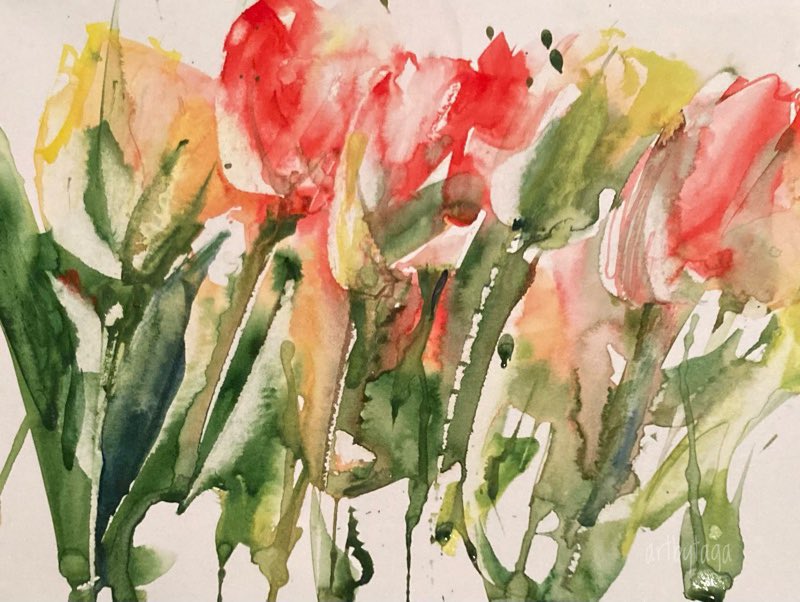 Tulips #abstractart #aquarelle #archive #FlowersOfTwitter #mentalhealth