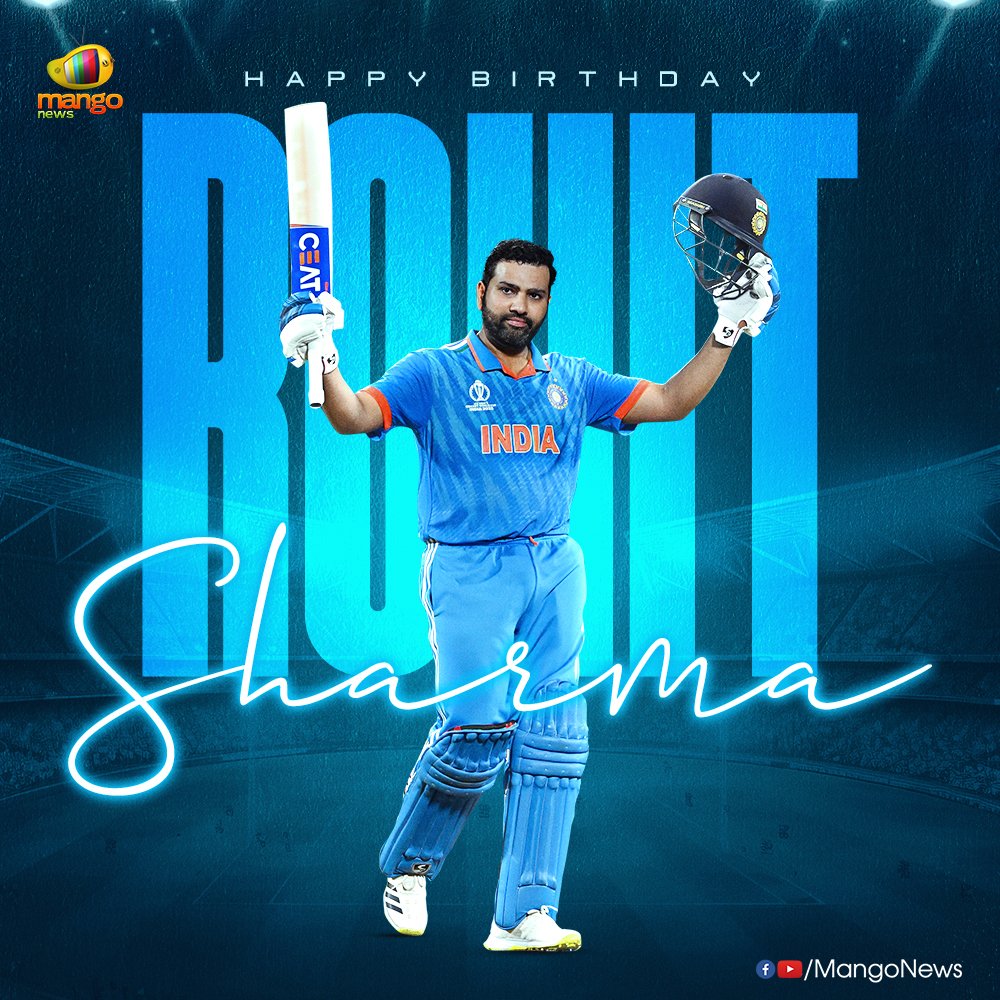 Here's wishing the Hit-Man, Indian cricket team captain, Rohit Sharma, a very happy birthday!🏏🎉  

#RohitSharma #HappyBirthdayRohitSharma #HBDRohitSharma #MangoNews