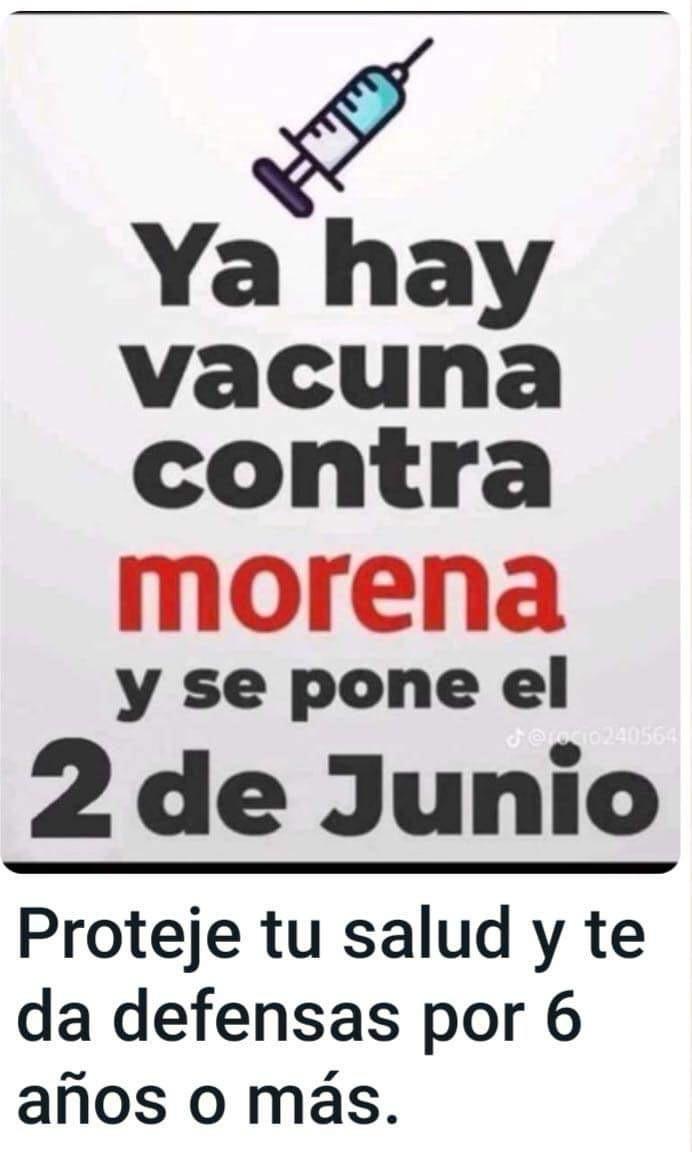 Exacto y la vacuna es que votes por #XochitlGalvezPresidenta 
#MiVotoParaXochitl1