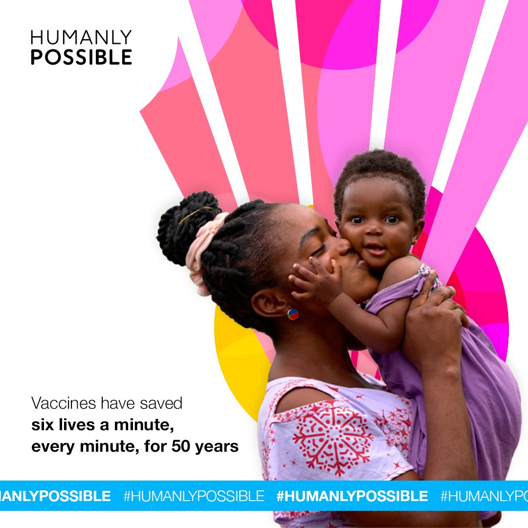 #Immunization has saved six lives a minute. Every minute. For five decades. Let’s not stop now. Speak up and tell leaders it’s time for immunization for all. Let’s show the world what’s #HumanlyPossible. @WHO @UNICEF @gavi @GatesAfrica