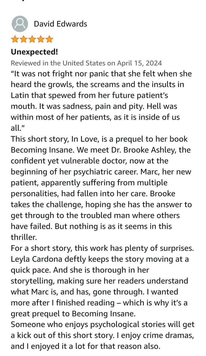 @CILIPSLG @jonnybid @BooksForKeeps May I also recommend my short #Possession story 'In Love'? It's a #thriller and #horror too and a  hommage to the #exorcist 😈 However, it does have a twist ending. Read for free on my website pagimate.com/writers/leyla-…