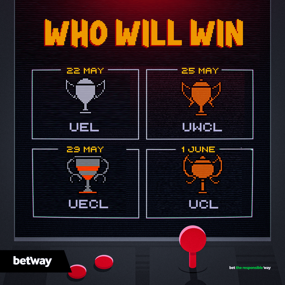 Who are your favourites for the trophies? 🏆 UEL ❓ UWCL ❓ UECL ❓ UCL ❓ #BetwaySquad