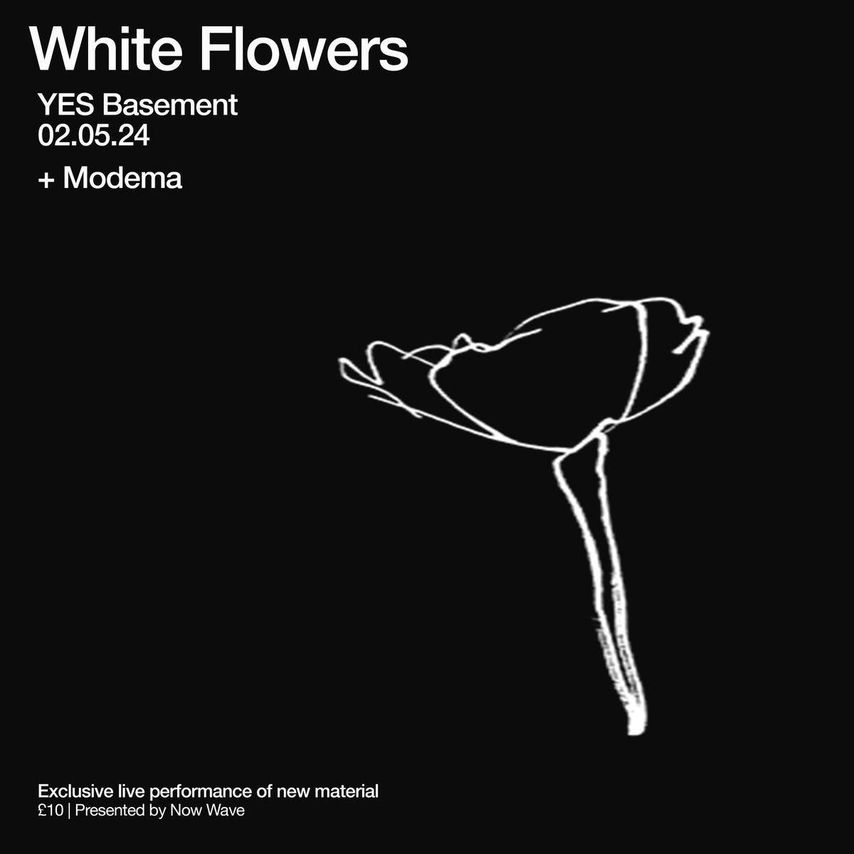 THIS THURSDAY... @wwwhiteflowers return showcasing a new audio / visual performance at YES Basement. Support comes from Modema. Final tickets available here -> seetickets.com/event/white-fl…