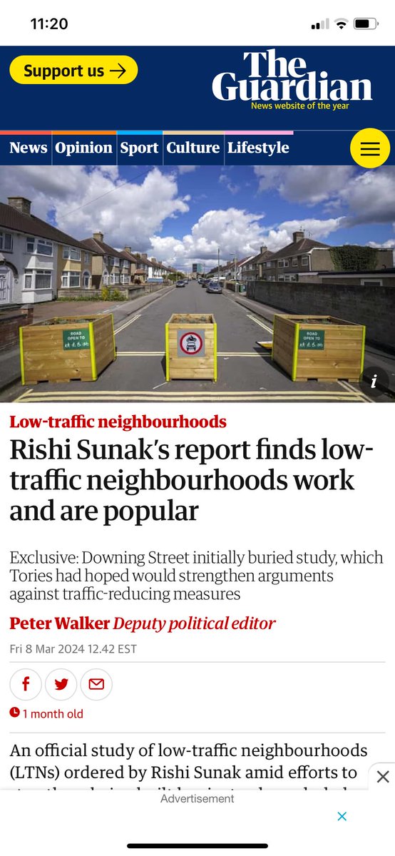 @GeorgeMonbiot Similar to ULEZ, this is a wedge issue the Conservatives are trying to create as they have little else to campaign on. We should also remind them how a report which showed ULEZ and LTN’s are generally popular and do work which was subsequently buried hoping no-one would notice.