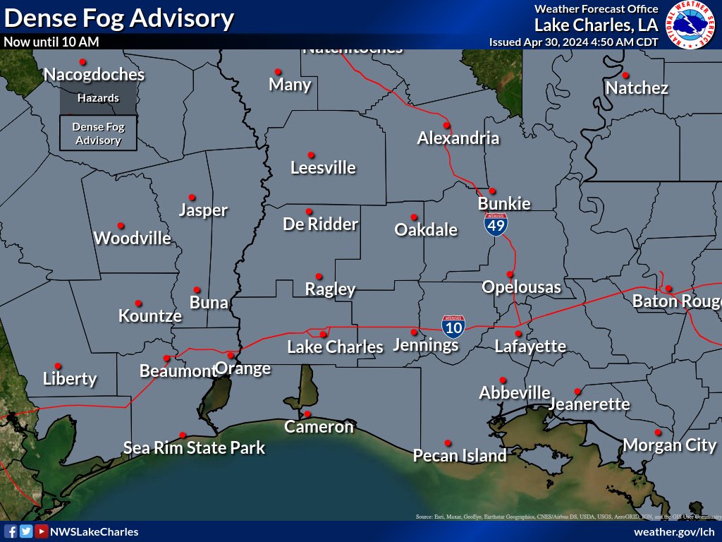 For those heading out on their morning commutes, take it easy as Dense Fog has been observed over most of the area. A Dense Fog Advisory has been issued until 10 AM.