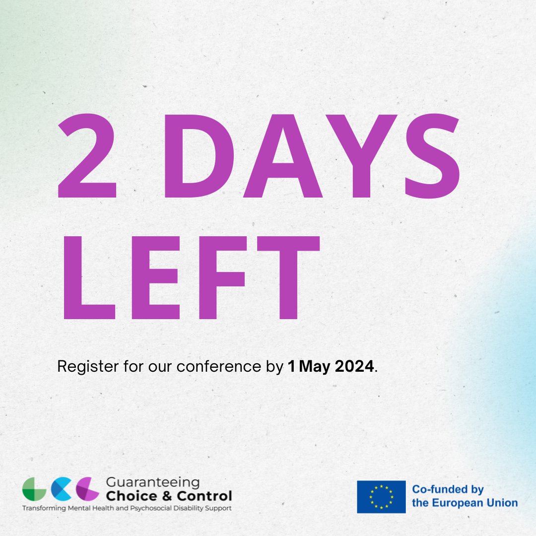 🌟 Last days to register! You have until 1st May to register for our Bratislava conference on #MentalHealth and #PsychosocialSupport. Explore person-centred, community-based approaches. Register: easpdconference.eu/registration #ChoiceAndControl