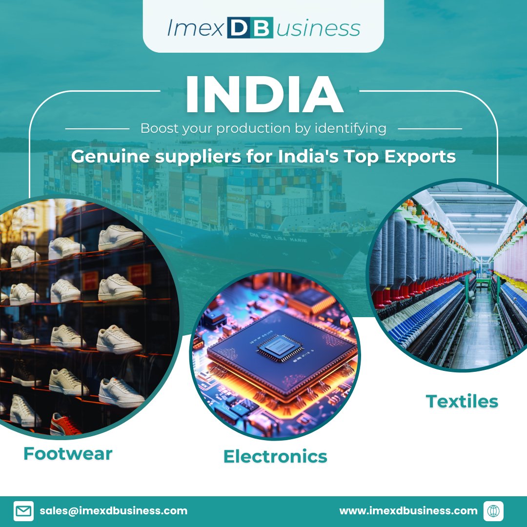 Tap into India's export prowess! Uncover authentic suppliers for high-demand products and excel in your industry. 💼🌏 
#IndiaExports #ExportSuccess #BusinessGrowth #ImexDBusiness #GlobalTrade #ImportExport #import #export #GlobalBusiness #TradeAnalytics #ExportImport #TradeData